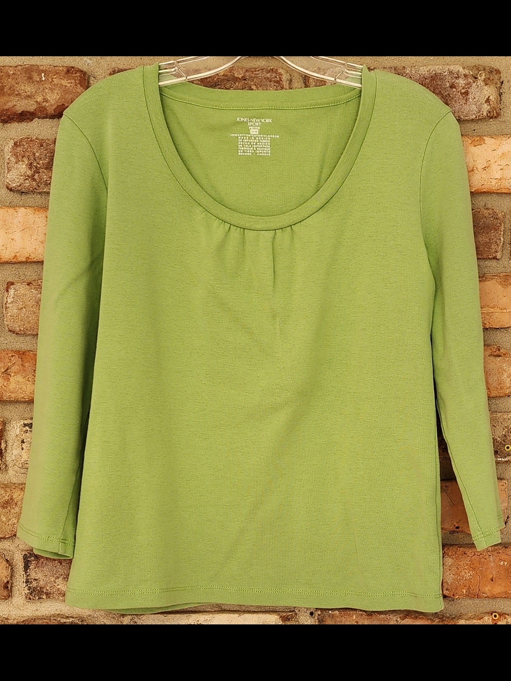 Jones New York Light Green Scoop Neck Long Sleeve Top